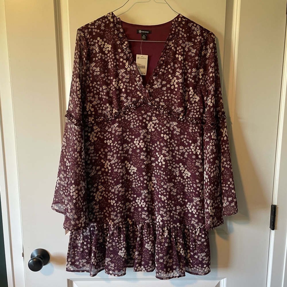 Burgundy long sleeve dress